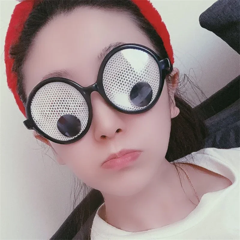 Funny  Will Turn The Eyeball Round Frame Glasses Creative Cute Eyemask Cosplay Festival Costume Props for Game