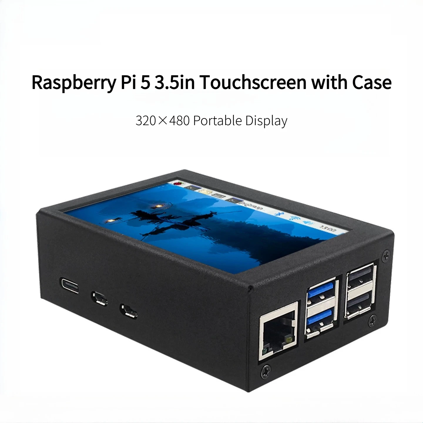 Raspberry Pi 5 3.5in TFT Resistive Touch One-Piece Alloy ABS Housing High Refresh for GPIO Mount