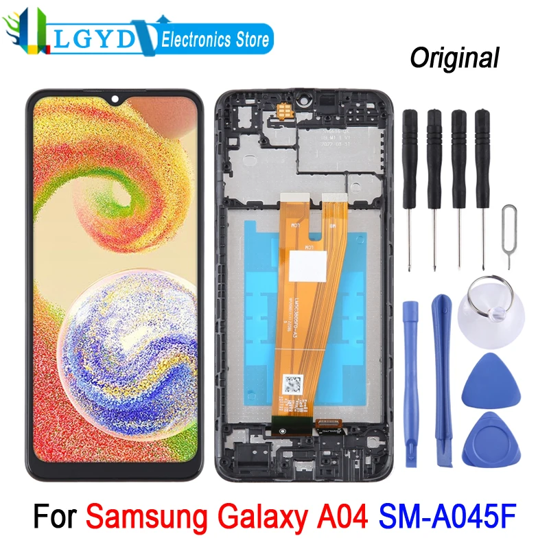 

ЖК-экран с рамкой для Samsung Galaxy A04 SM-A045F, ЖК-дисплей и дигитайзер для телефона, полный комплект, запасные части для ремонта