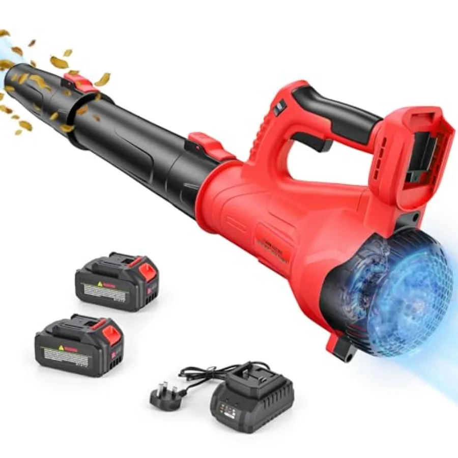 

Беспроводная воздуходувка для листьев с 6-ступенчатой регулировкой скорости, 218 CFM, электрическая воздуходувка для листьев с 2 аккумуляторами по 4000 мАч и быстрым зарядным устройством, легкая и компактная.