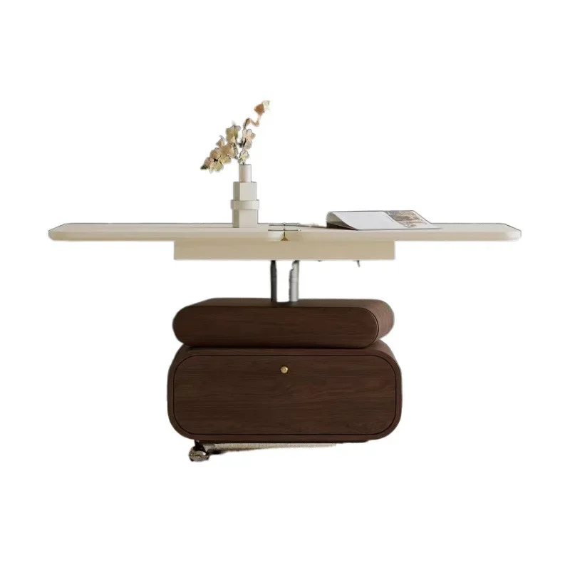 

Retro solid wood coffee table small apartment lifting American living room home light luxury new tea table TV cabinet mobile