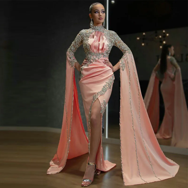 

Ele Long Sve Asymmetrical Evening Dr Women's 3XL Stand Collar Gown for Par Wedding Anniversary Performance