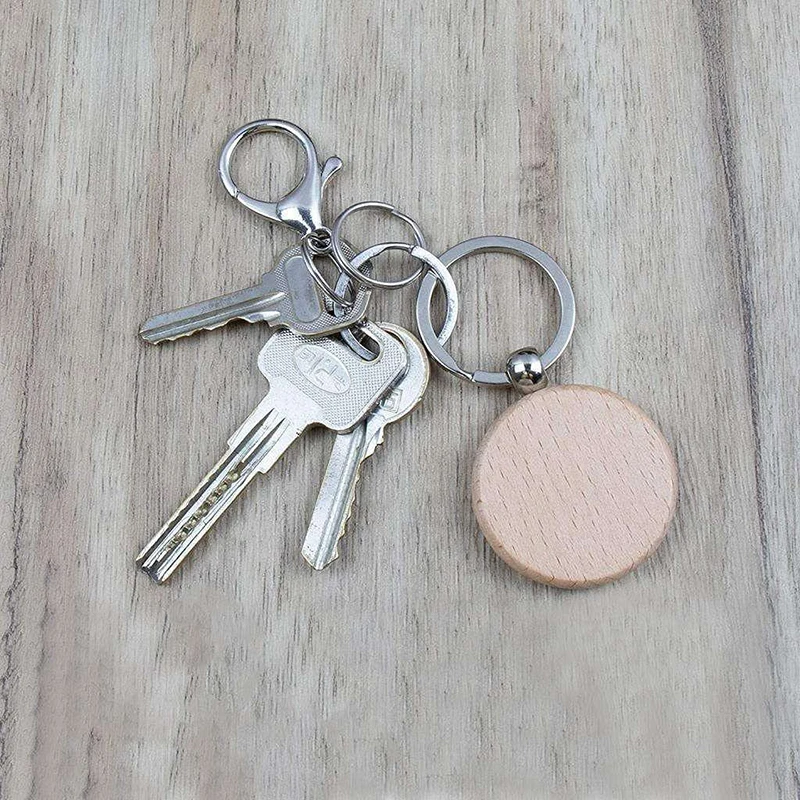 10pcs Blank Wooden Tags ID Engraved Keychain Home Car Inner Decoration DIY Wind Chime Keyrings Pendants Gifts For Family Parents