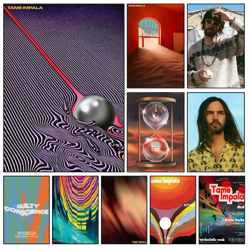 Band T-Tame I-Impala Kevin Parker Poster, wasserfest, HD, modern, zum Abziehen und Aufkleben, Wanddekoration, Schlafzimmer, Wohnzimmer, Wohnheim, Büro