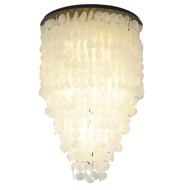 

Nordic cream simple shell lamp living room bedroom dining room stairs ceiling lamp Japanese style homestay creative wind chime l