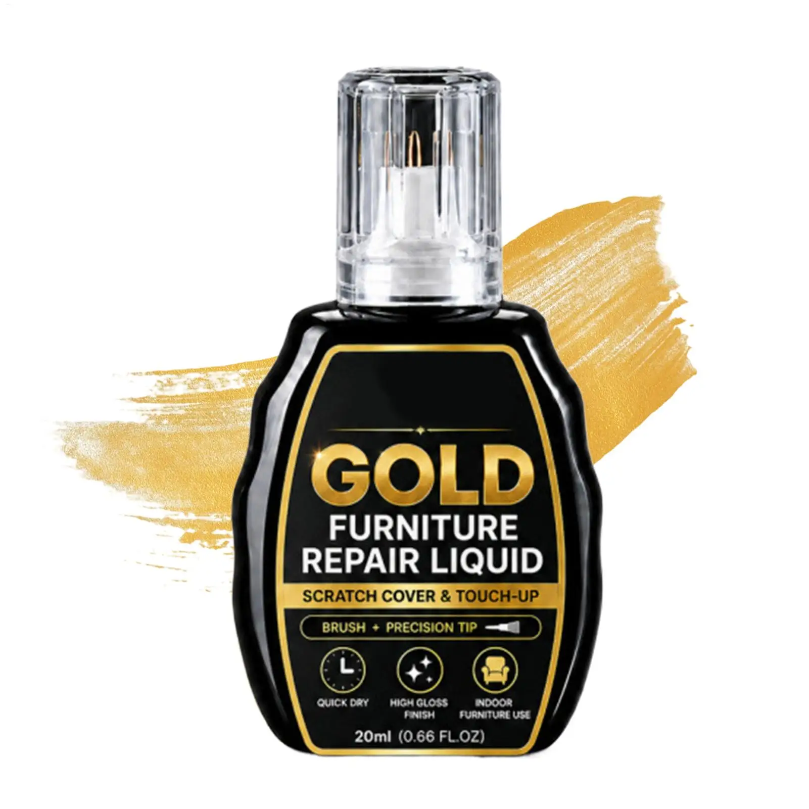 20ml High Gloss Gold Wood Paint Long-Lasting Scratch Repair Touch-Up Paint for Furniture Table Cabinet Handcraft