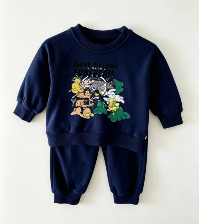 Baby All Match Cartoon Animal Tracksuit Set Small Kid Cotton Long Sleeve Top With Jogger Bottoms Two Pieces Suit Children Cloth