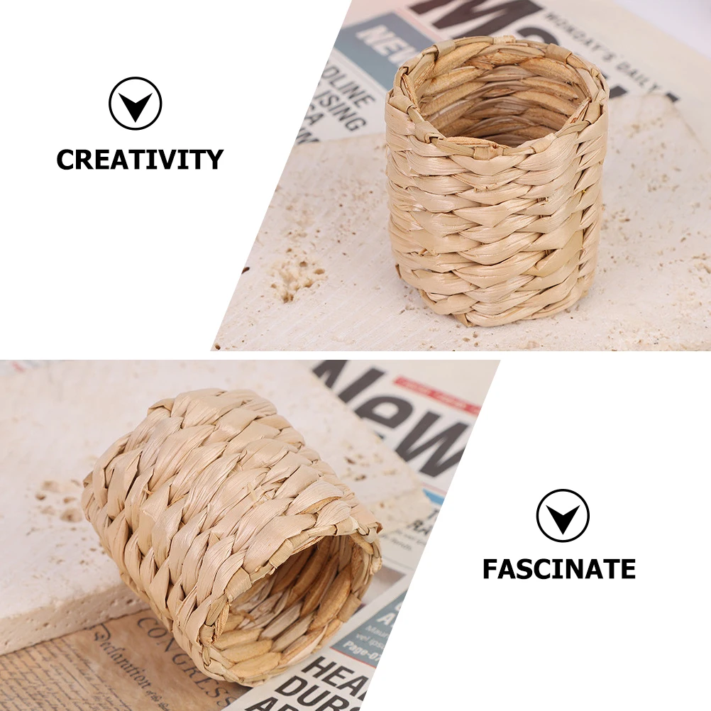 

6 Pcs Napkin Rings Dining Boho Holder for Table Household Exquisite Wicker Chic