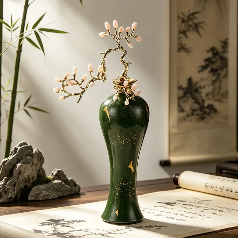 DSA new Chinese living room vase ornament high-end light luxury amethyst flower decorative ceramic handicrafts new house gifts