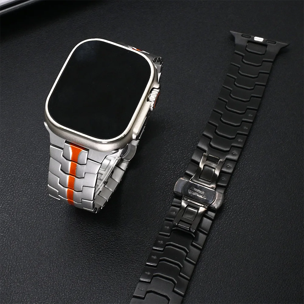 Cinturino a maglie in metallo per Apple Watch Ultra 2 49mm 10 46mm Cinturino di lusso in acciaio inossidabile per IWatch Series 9 8 7 6 SE Bracciale business