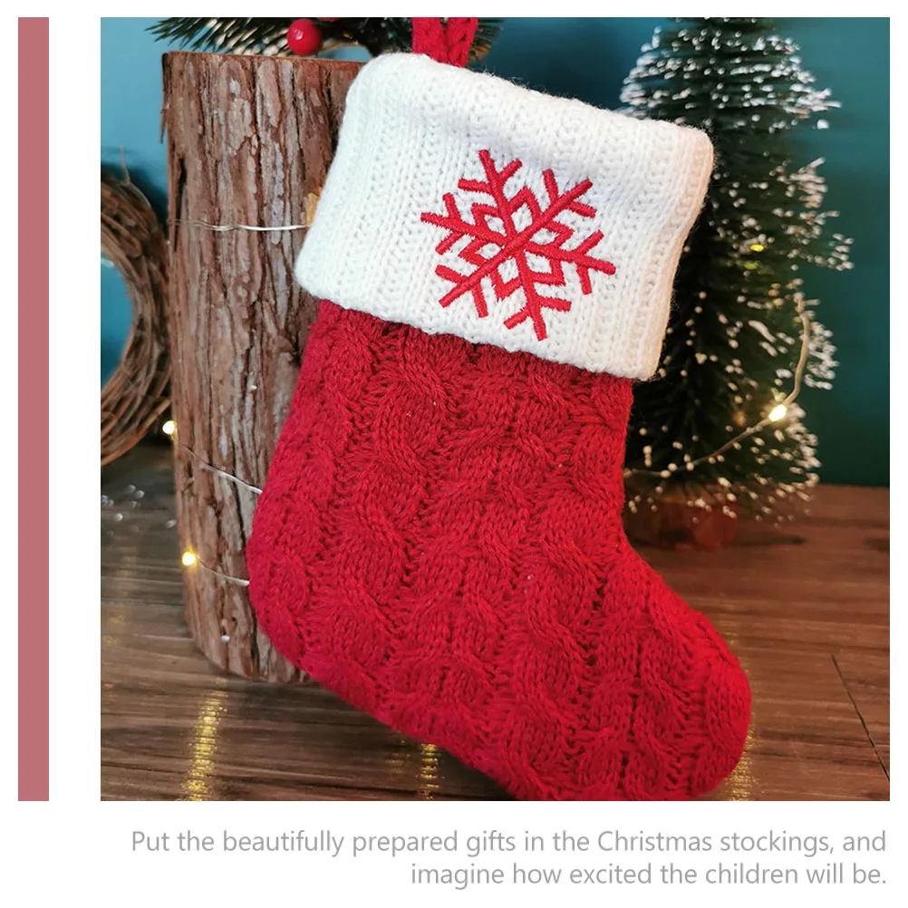 

Christmas Hanging Stocking Adorable Snowflake Design Decor for Tree Mantel Wall Door Ceiling Holiday Party Gift Bag