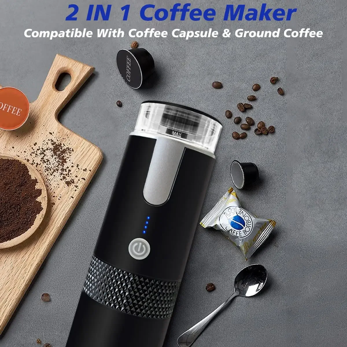 Houselin-Máquina Espresso Portátil, Cápsulas NS Compatíveis, Mini Máquina de Café Manual de Viagem, Perfeito para Camping, Viagem, Escritório