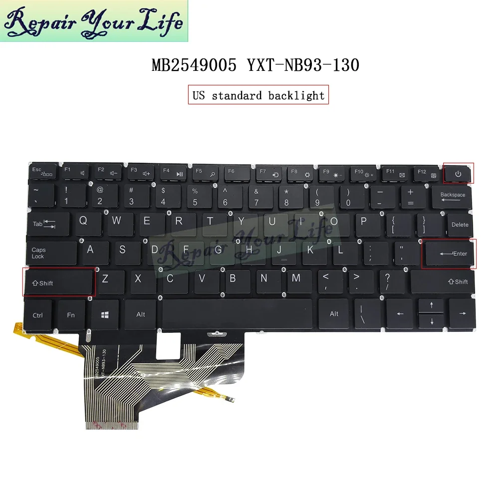 US Backlit Keyboard For EVOO EV-C-125-3-SL EV-C-125-3-BK 12.5