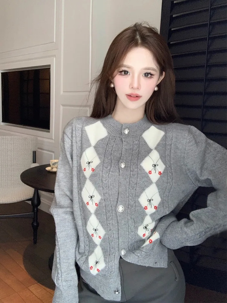 

Korean Style Women's Knitted Sweater Autumn Fashion Slimming Open Cardigan Outerwear Youthful Short Coat Beautiful Top