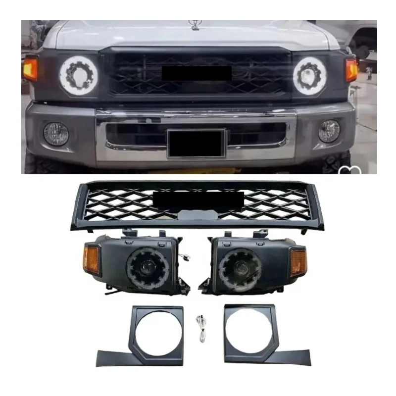 Car Accessories Body Kit for Land Cruiser 70 Front Grille Headlight FJ79 76 78 2007-2021 to 2024 New Upgrade LC79 Facelift