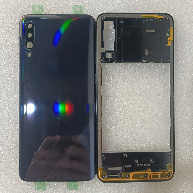 For Samsung Galaxy A30s A307 a307f a307g full housing case middle frame battery back cover rear door with camera lens replace