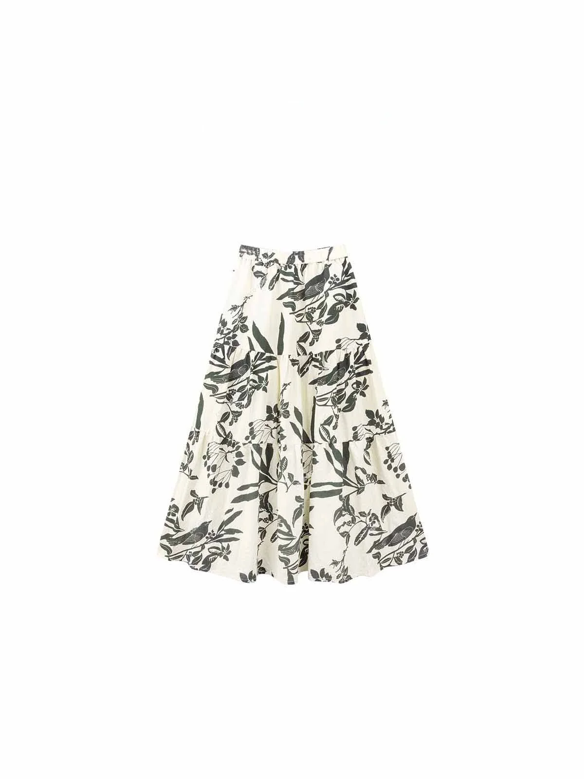 

High Waist Patchwork Midi Skirt Color Blo National Sle Print Elastic Waist f Body Vintage Contrast Color CCB06