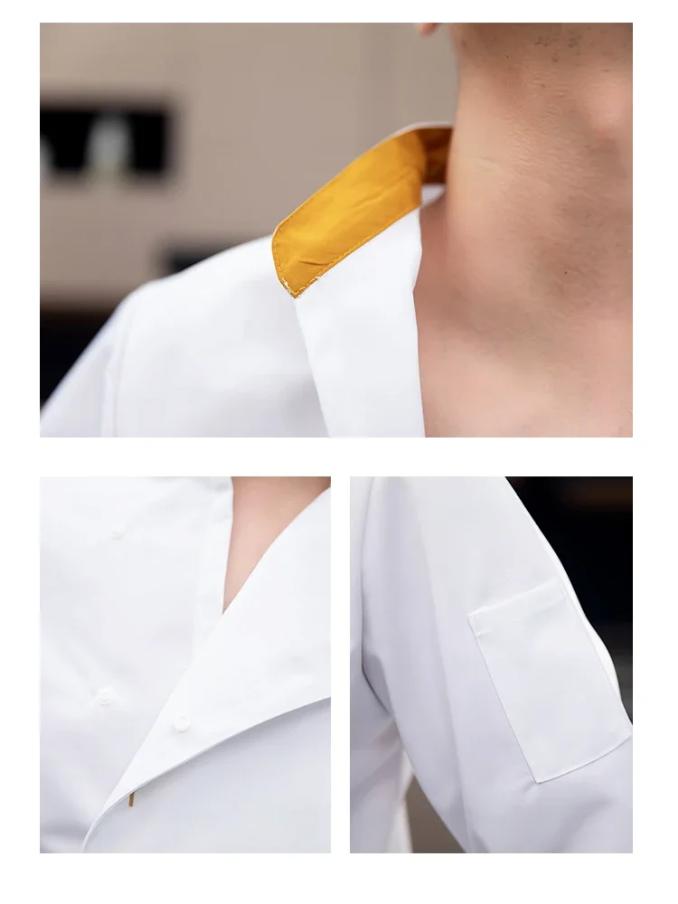 Professional Chef Shirt Premium Restaurant Kitchen Uniform Catering Cooking Jacket Cafe Work Wear Hotel Cook Outfit Baker Clothe