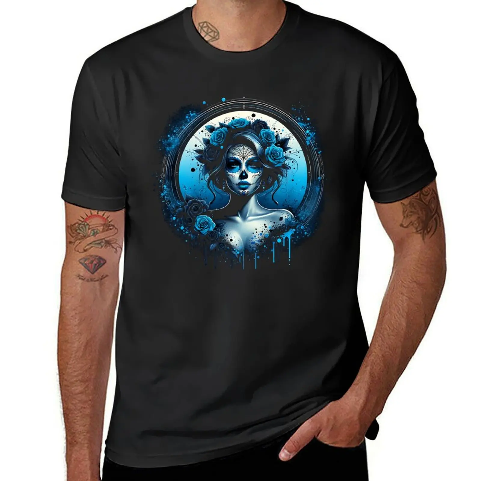 

Dia De Los Muertos La Catrina Blue T-Shirt kawaii clothes animal prinfor boys summer clothes plain t shirts men