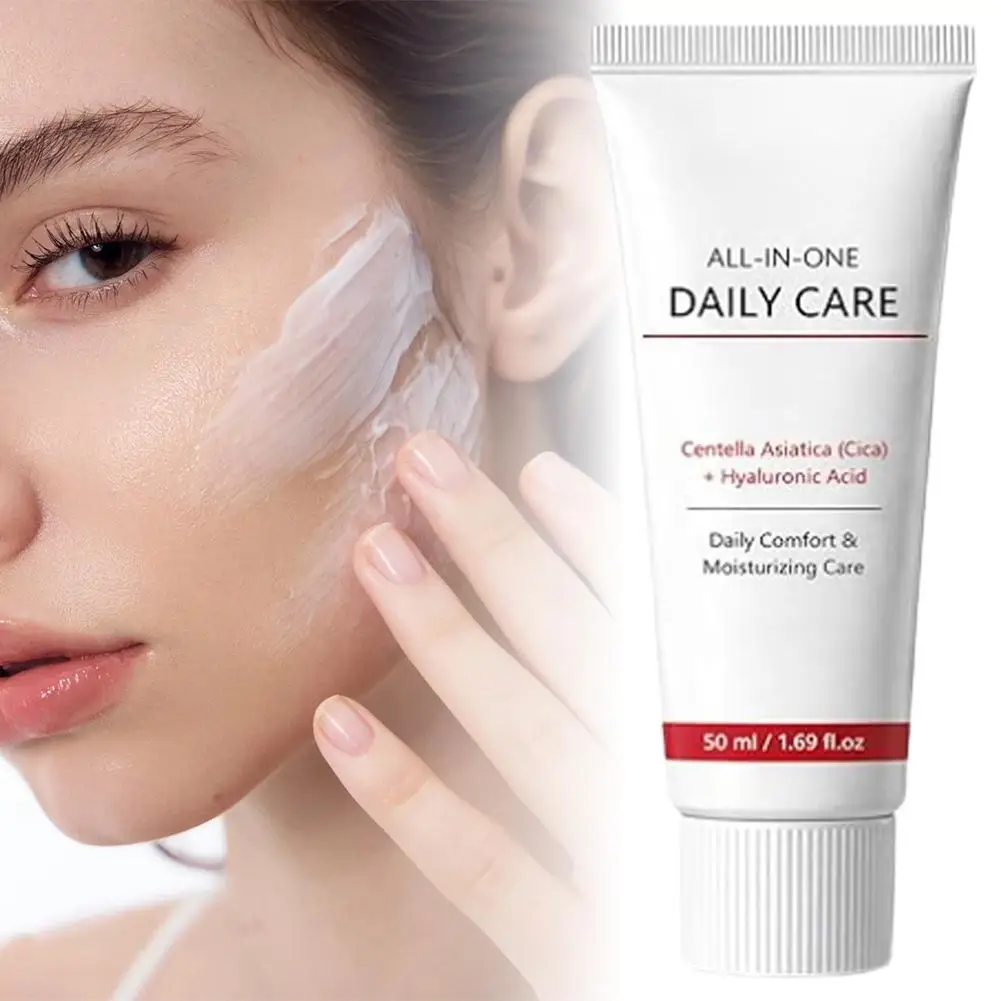 Crema Hidratante de Centella Asiática con Ácido Hialurónico para el Rostro, Hidratación Intensa, Calmante y Reparadora para Piel Seca, Cuidado Facial