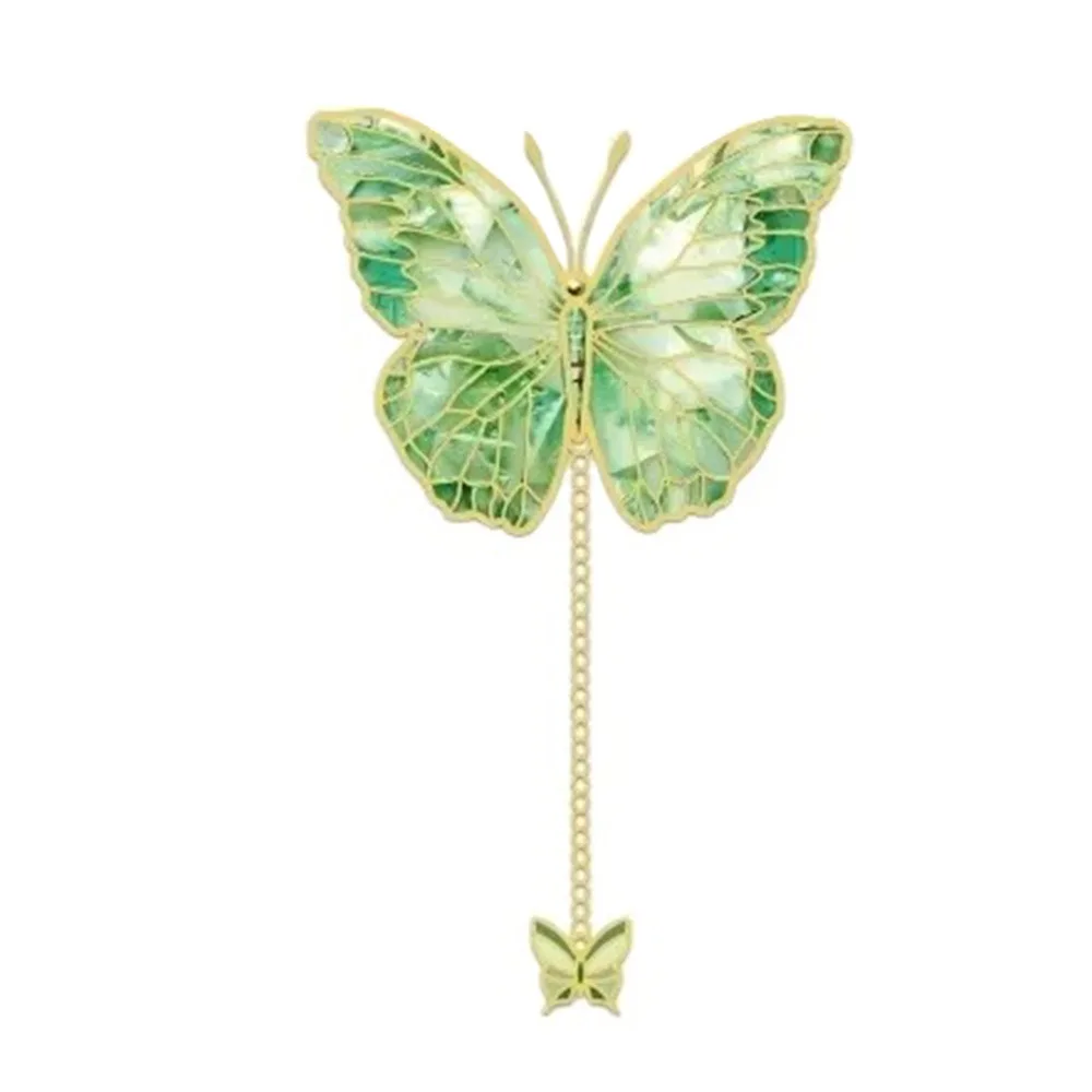 

Bronzing Metal Butterfly Bookmark Separator Pages Chinese Style Book Page Clips with Chain Vintage Exquisite Pendant Book Marker