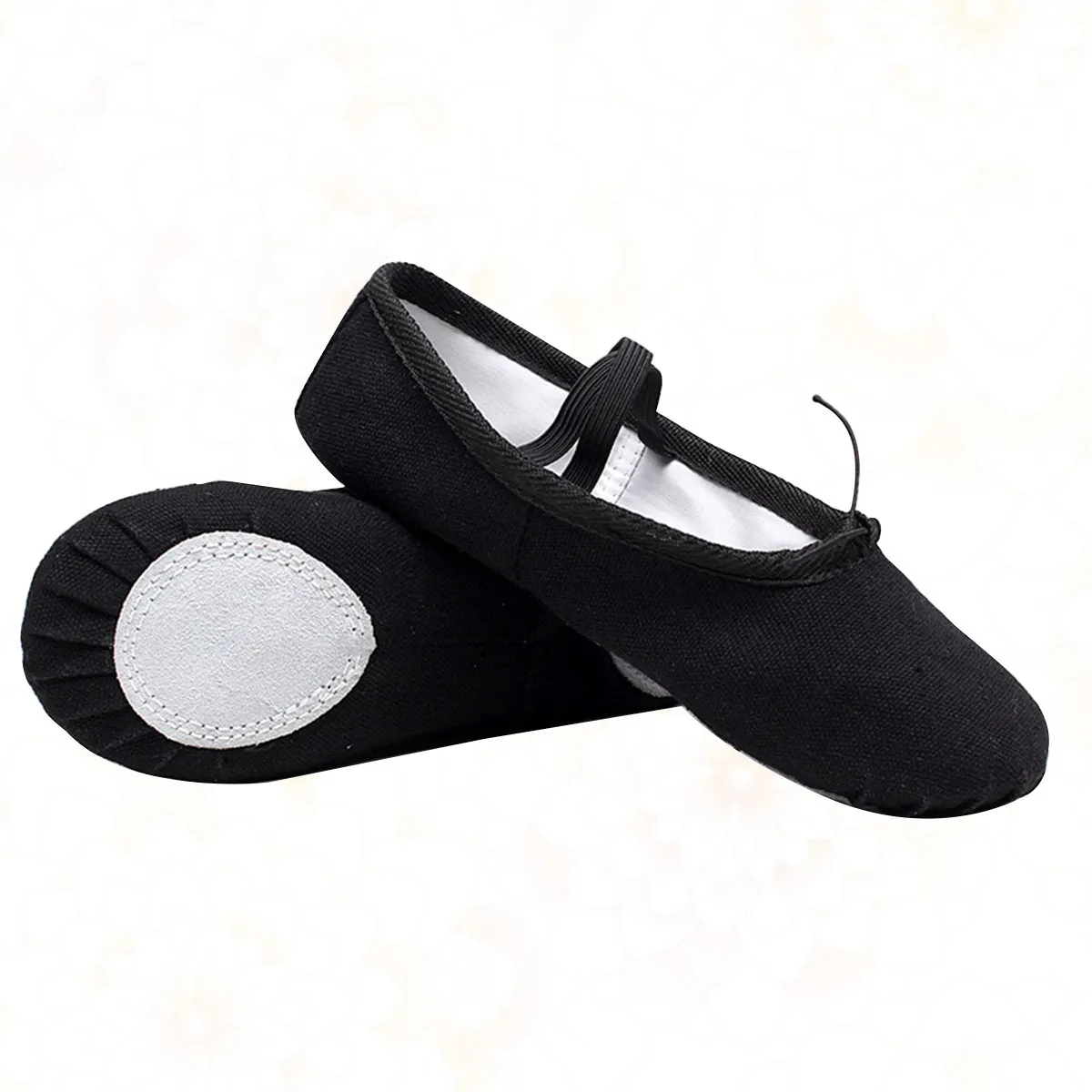1Pair Soft Sole Yoga Shoes Lightweight Breathable Anti-Slip Ballet Dance Shoes Black Size 30 Elastic Cord for Kids