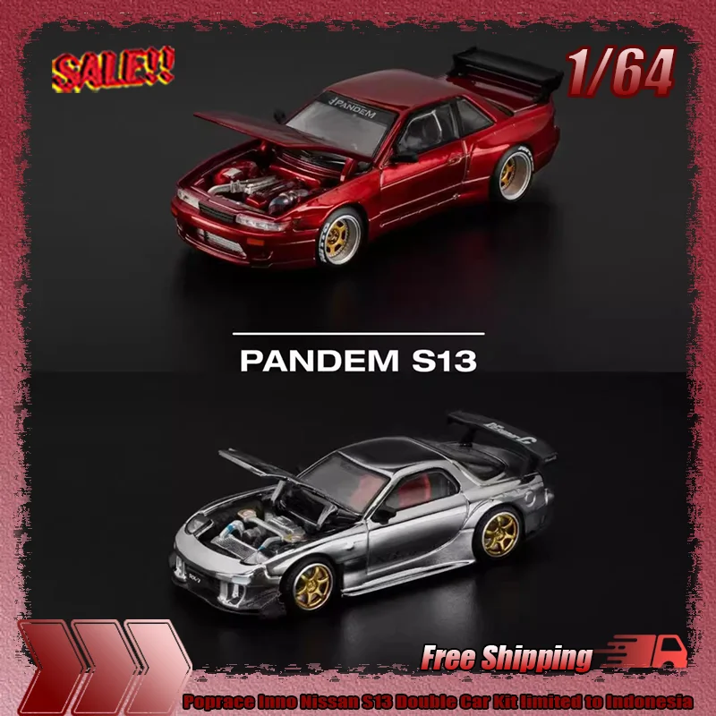 

New In Stock Poprace Inno 1:64 Mazda Rx-7 Pandem S13 Iam Limited Edition Simulation Alloy Miniature Models Customized Toys Gifts
