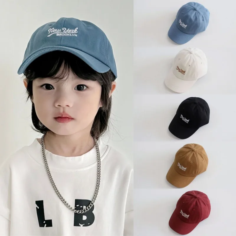 Solid Letter Kids Baseball Cap Cotton Casual Children Toddler Embroidered Letter Peaked Hat Cool Baseball Caps For Boys Girls