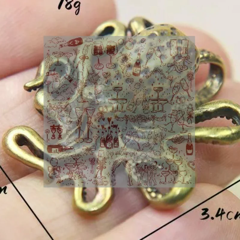 Vintage Alloy Octopus Figurine Textured Finish Lifelike Design Home Office Decor