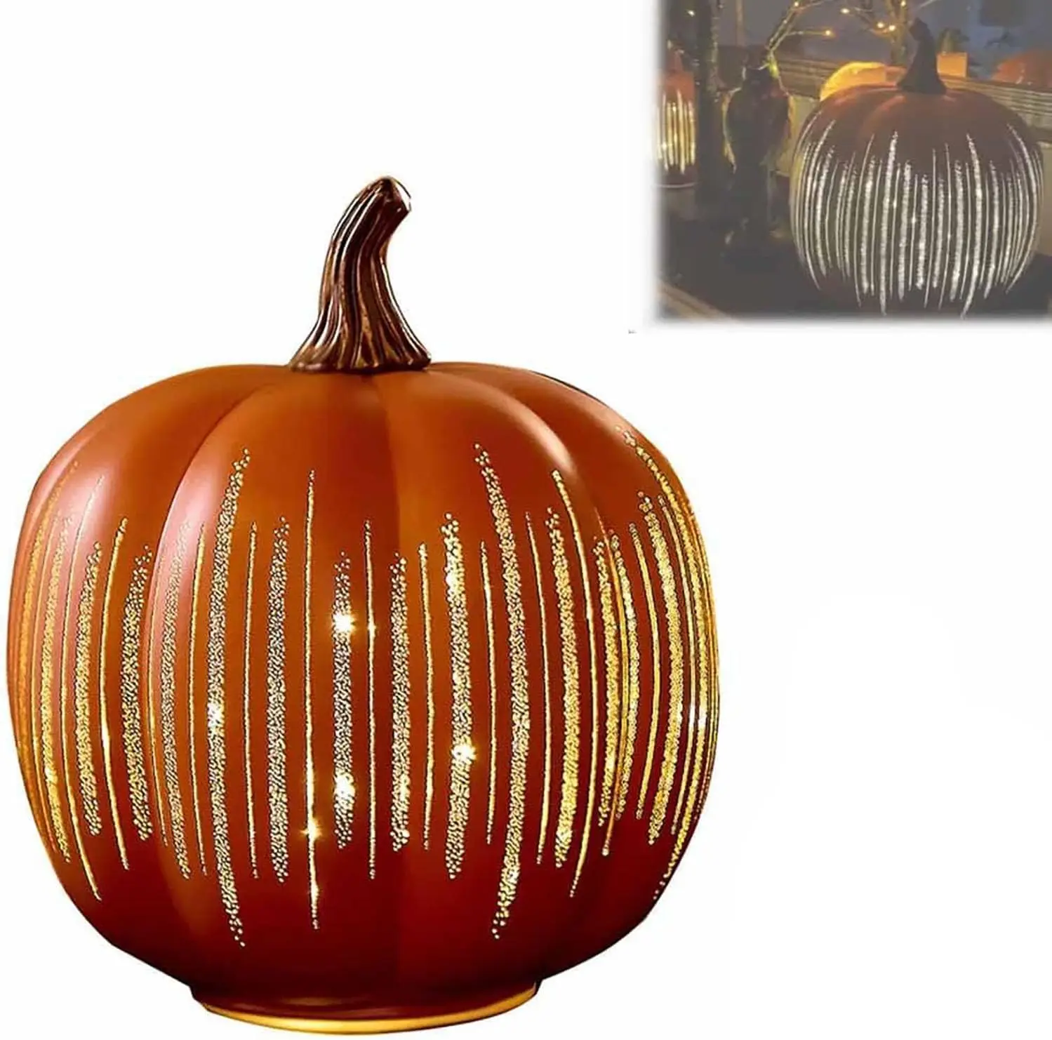 

Twinkle Pumpkins Starry staue Night Pumpkins Timer Illuminated Sparkling Starry Night Glass Pumpkin Decor for Bedroom Hallway