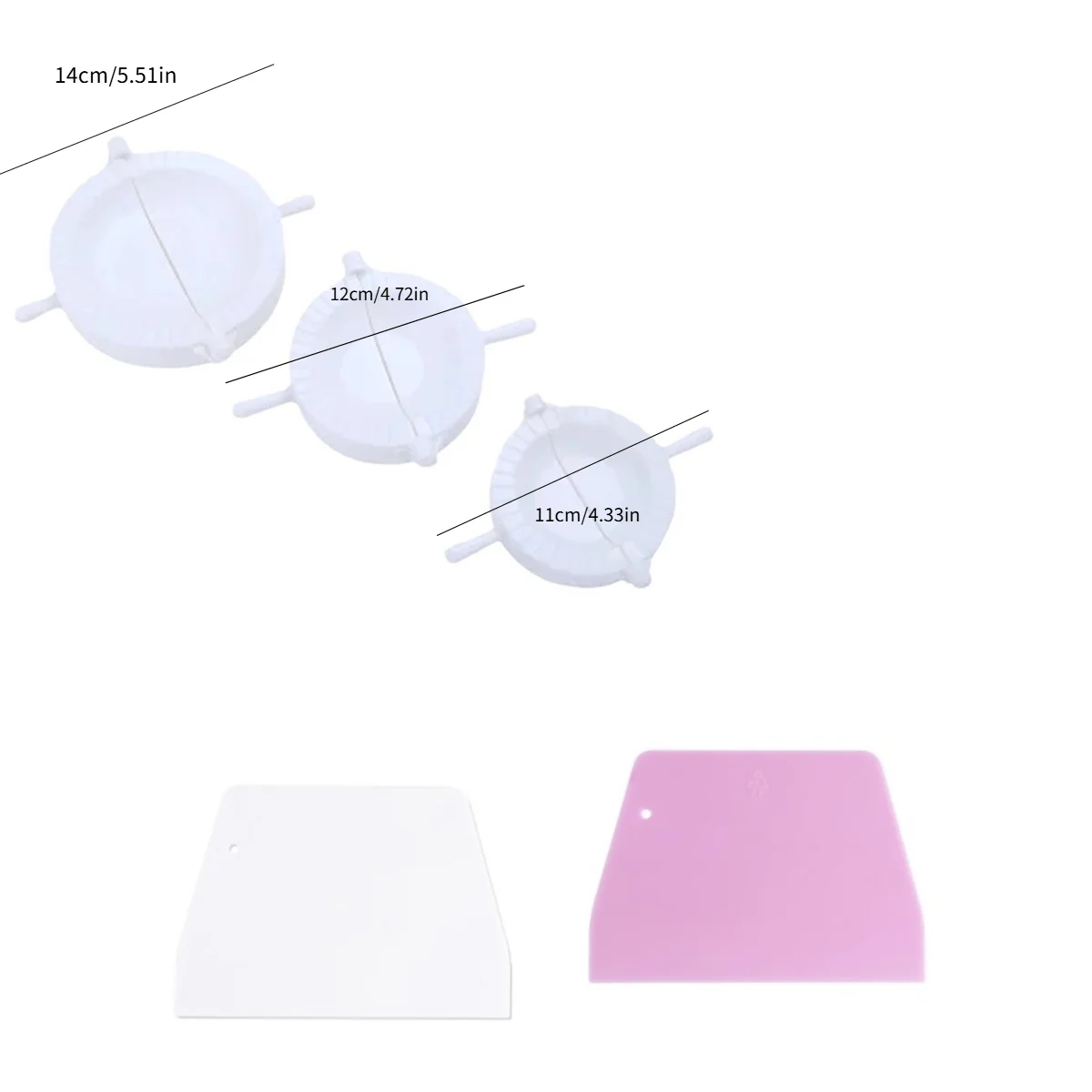 5pcs Dumpling Making Tool - 3 Sizes Manual Dumpling Presses and 2 Dough Cutters, DIY Kitchen Gadget for Homemade Gyoza