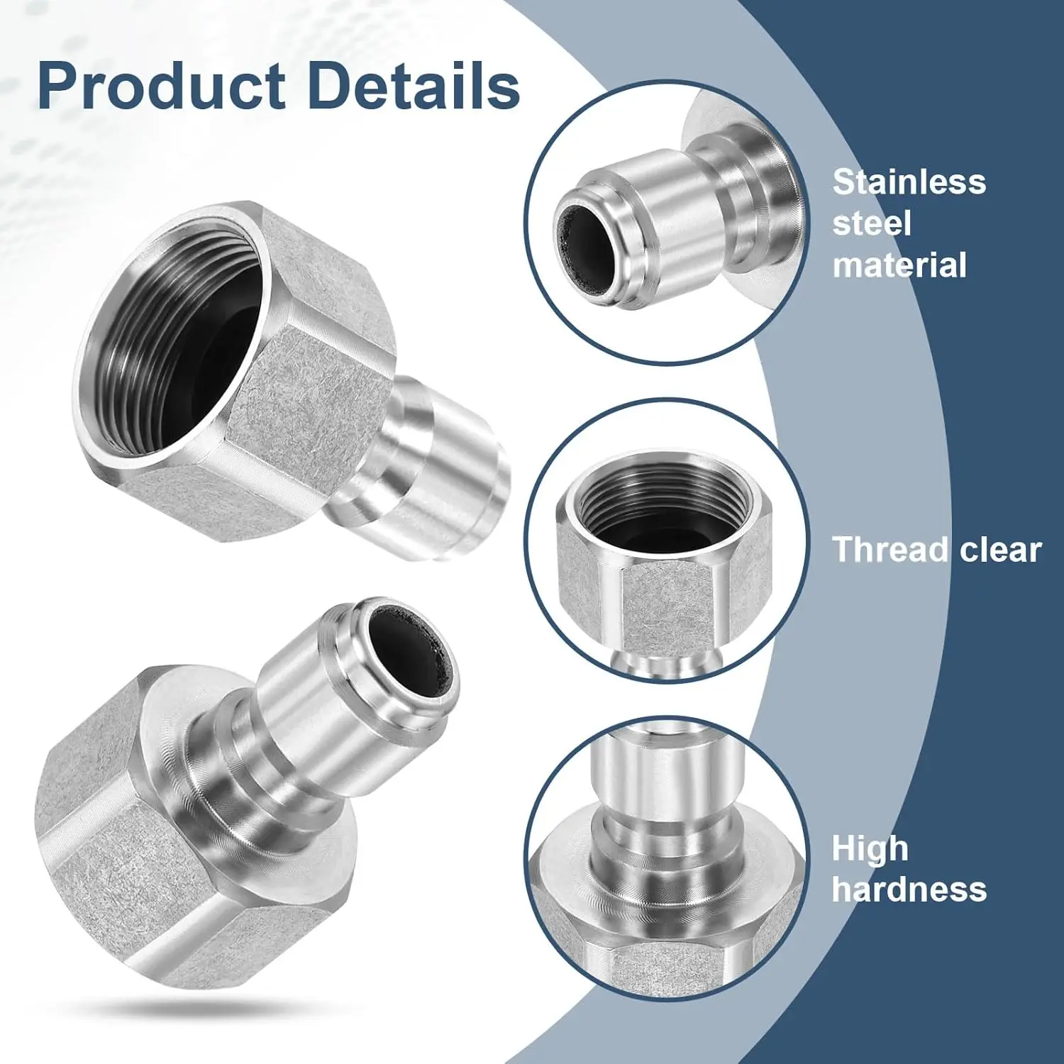 Various 3/8" Quick Connecter Plug Stainless Steel 4500 PSI Car Wash Gun Adaptors Car Wash Gun Adaptor image 6