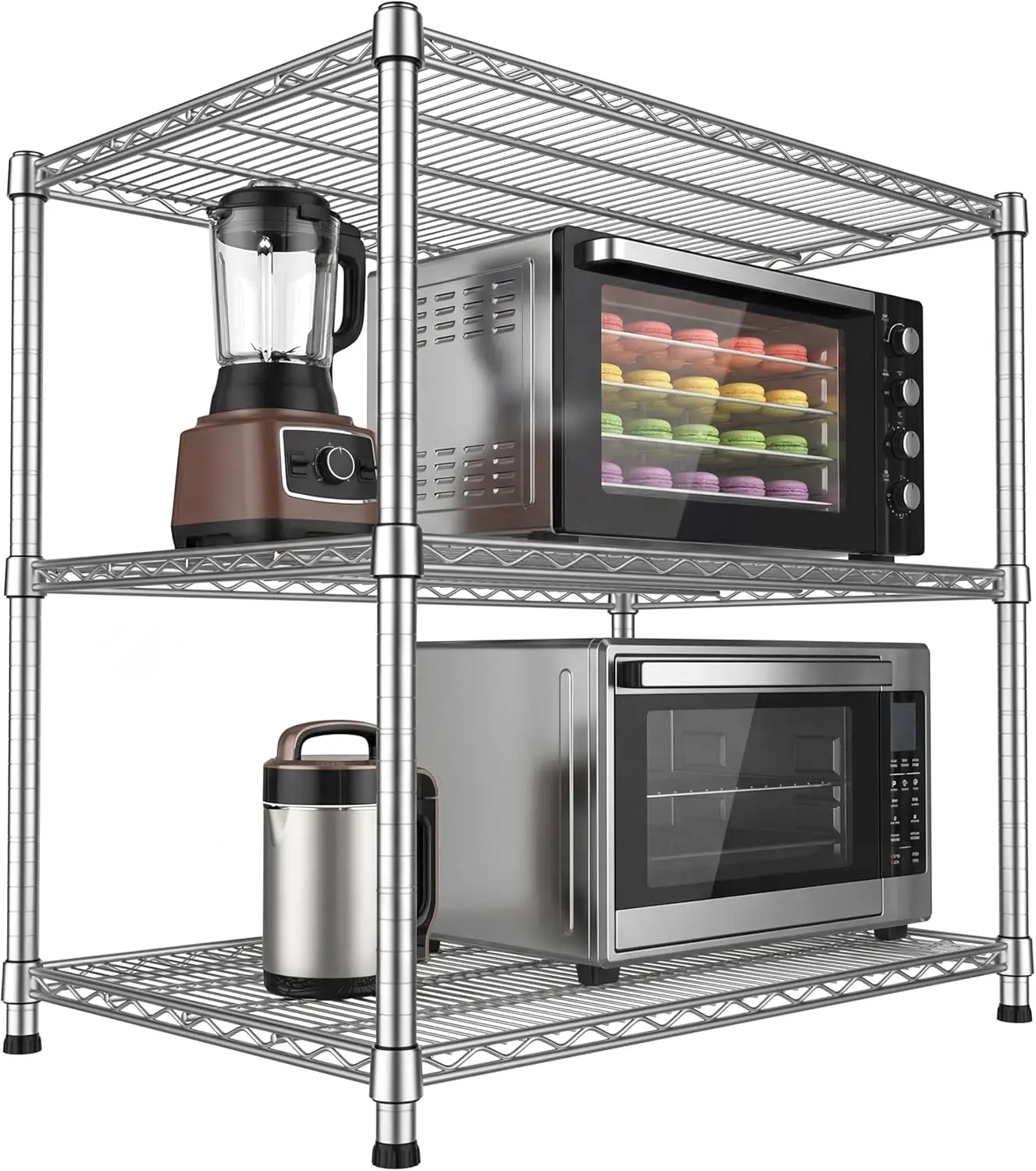 

24" Adjustable Metal Wire Shelving Unit, Sturdy Steel Storage Rack for Kitchen Garage Industrial Use