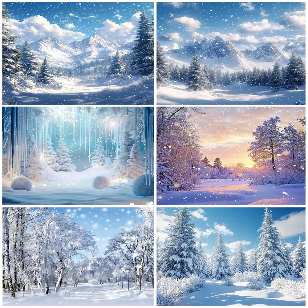

Snow Scene White Forest Art Style Backdrop Cloud Photography Background Winter Christmas Party Decorations Child Gift Photo Prop