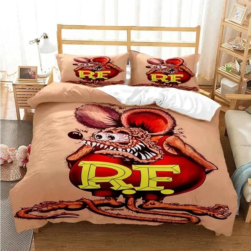 

Rat Fink Fashion Digital Printing Bedding Set Duvet Cover Comforter Bed Single Twin Full Queen Youth Kids Girl Boys Gift