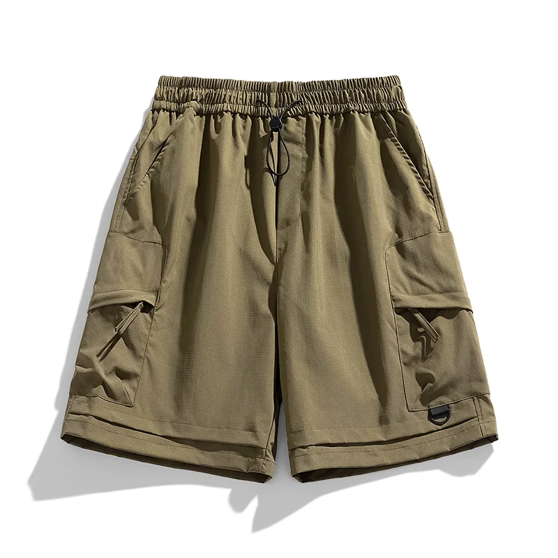 Mens-Summer-Cargo-Shorts-Ice-Silk-Quick-Dry-Loose-Straight-Leg-Elastic-Waist-Casual-Beach-Tactical-Bottoms