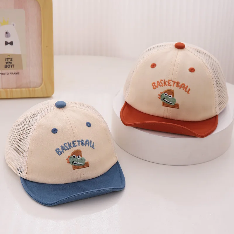 طفل شبكة بطة اللسان قبعة لطيف ديناصور الطفل بلغت ذروتها قبعة الصيف الجوف كول الاطفال واقية من الشمس منقار البط القبعات 6-24 متر الأطفال أقنعة