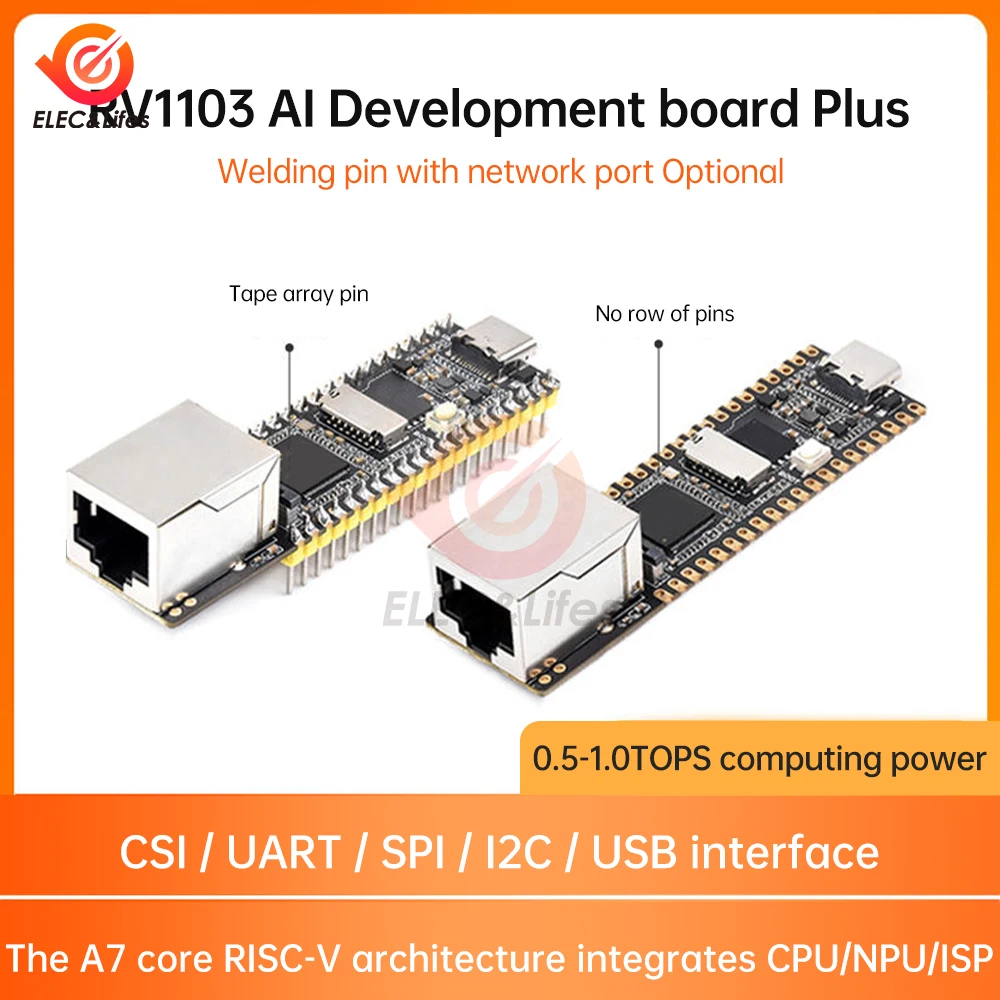 LuckFox Pico Plus RV1103 Linux Micro Development Board, Integrates ARM Cortex-A7/RISC-V MCU/NPUProcessors With Ethernet Port