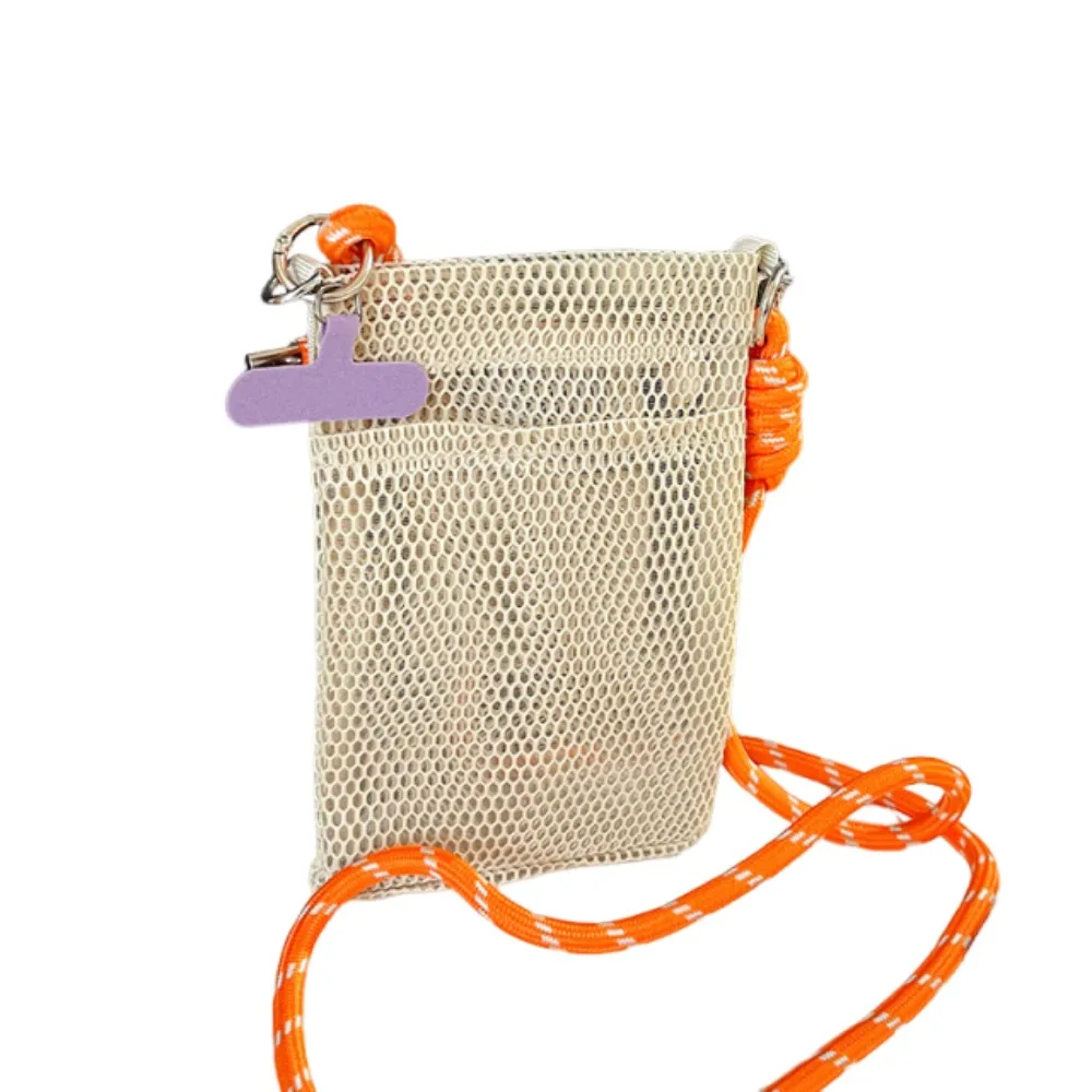

Sweet Portable Mesh Bag Adjustable Solid Color Korean Style Shoulder Bag Purse Hollowed-out Women's Crossbody Bag Daily Use