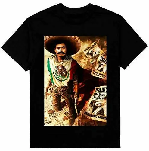 Camiseta con estampado de revolución mexicana Emiliano Zapata, camiseta informal de manga corta con cuello redondo de algodón 100% para hombre, talla S-3XL