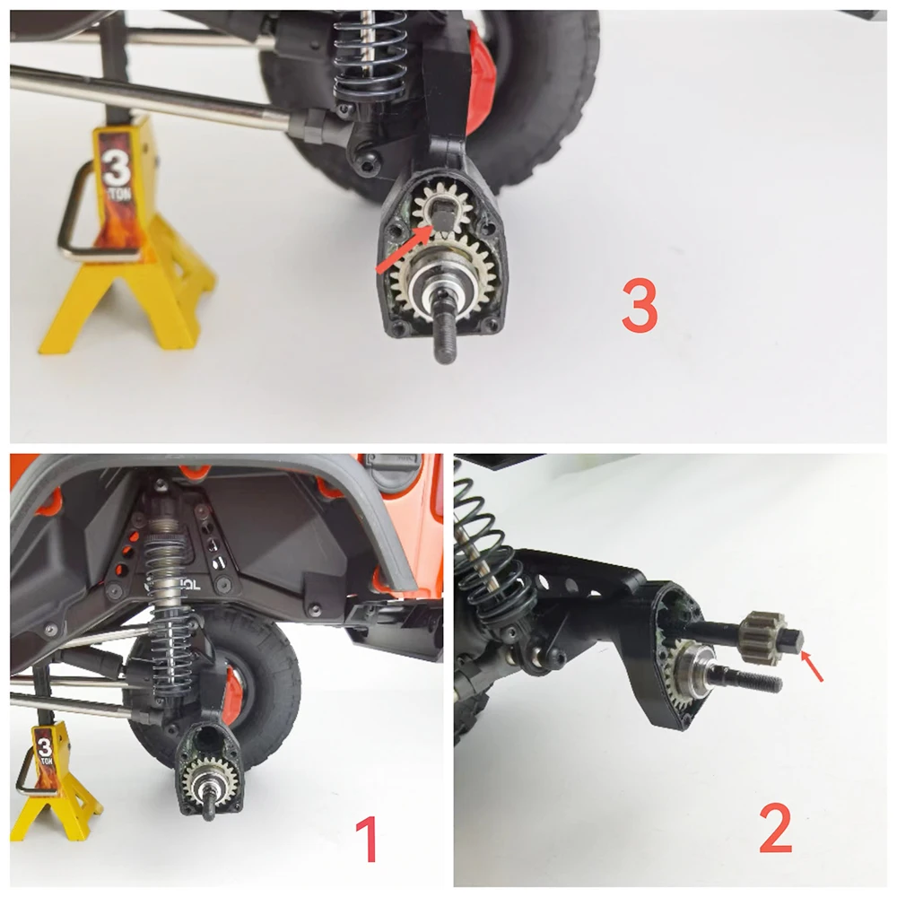 YEAHRUN ejes de transmisión de eje trasero delantero de Metal CVD para Axial SCX10 III JEEP Wrangler Gladiador Base Camp 1/10 coche trepador de control remoto modelo