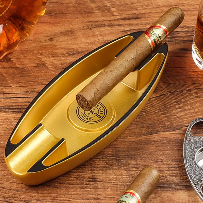 HYS Ship Cigar Ashtray Lightweight Portable Ashtray Home Office Light Luxury Atmospheric Double Slot