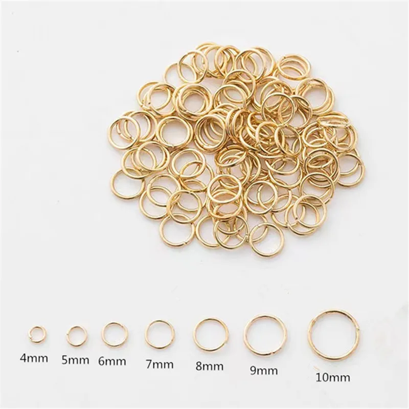 200pcs/lot 4 5 6 7 8 9 10mm KC Gold Plating Jump Rings Split Rings Connectors For Diy Jewelry Finding Making Accessories