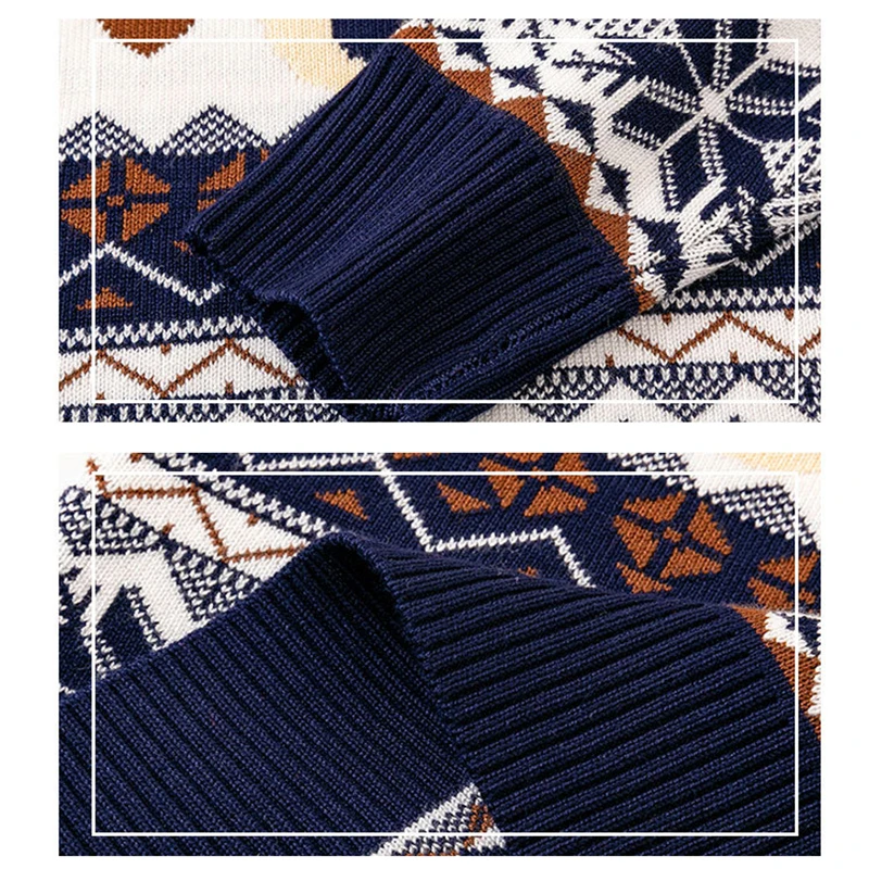 عيد الميلاد الفتيات البلوزات الصوفية الخريف الشتاء جديد الأيائل ثلج طباعة الجولة الرقبة سميكة الدافئة عيد الميلاد متماسكة أعلى ل 3-8Y الفتيان البلوز #3