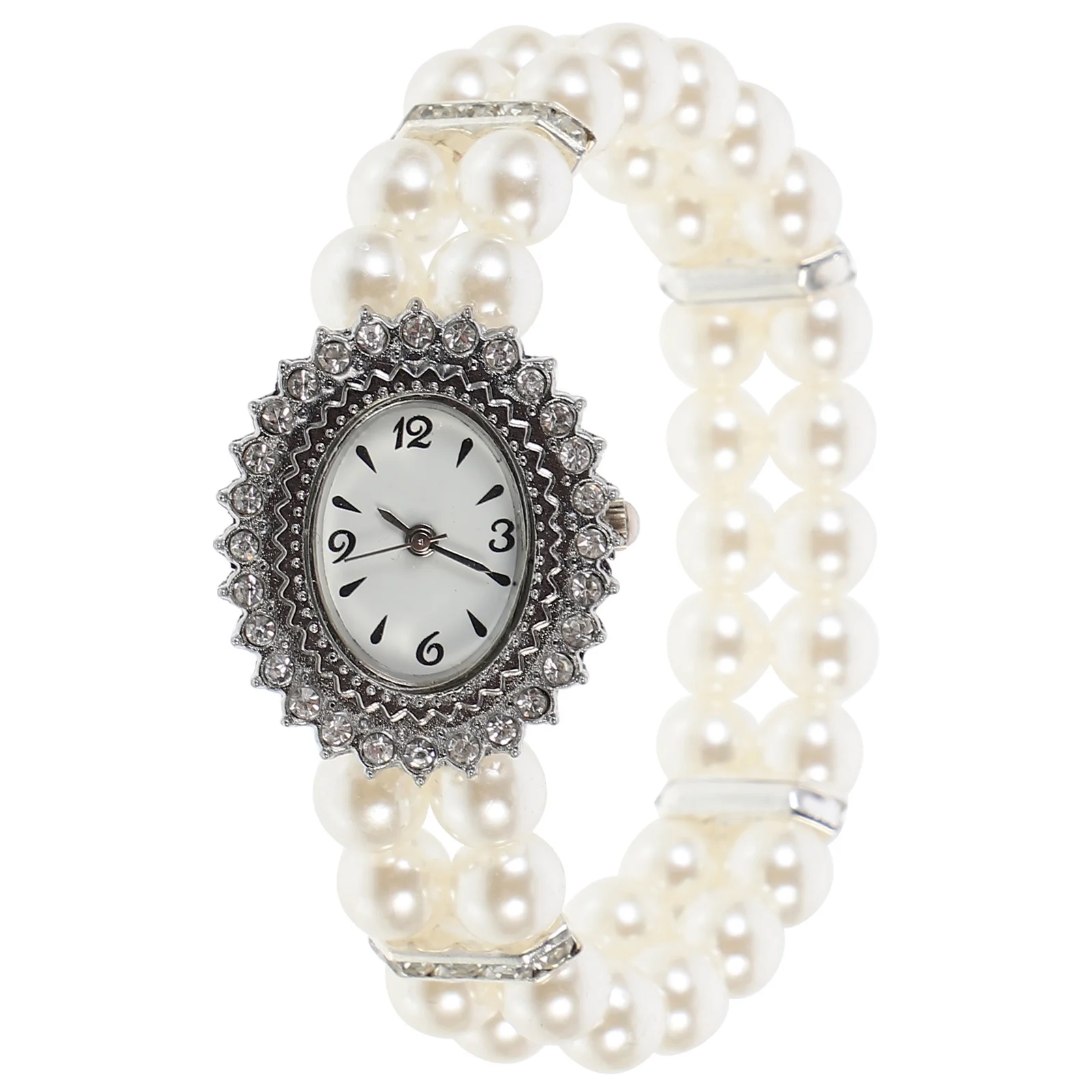 1 unidad de reloj de pulsera informal elegante con diseño de perlas para mujer, reloj de pulsera de moda para mujer de negocios, aleación ligera