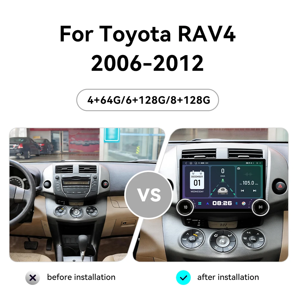 

Android 15 11.5 Inch Touch Screen Car Radio For Toyota RAV4 2006-2012 Car Multimedia Player GPS Navigation CarPlay Head Unit DSP