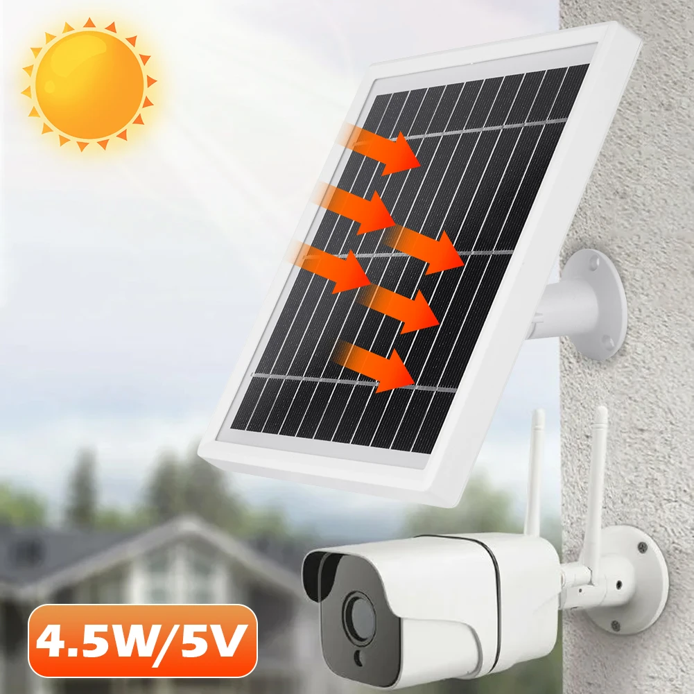 4.5W 5V Solar Panel Wall Mounting Low-Power Solar Charging Panel Waterproof For Doorbell Security Camera With 300cm CableBracket