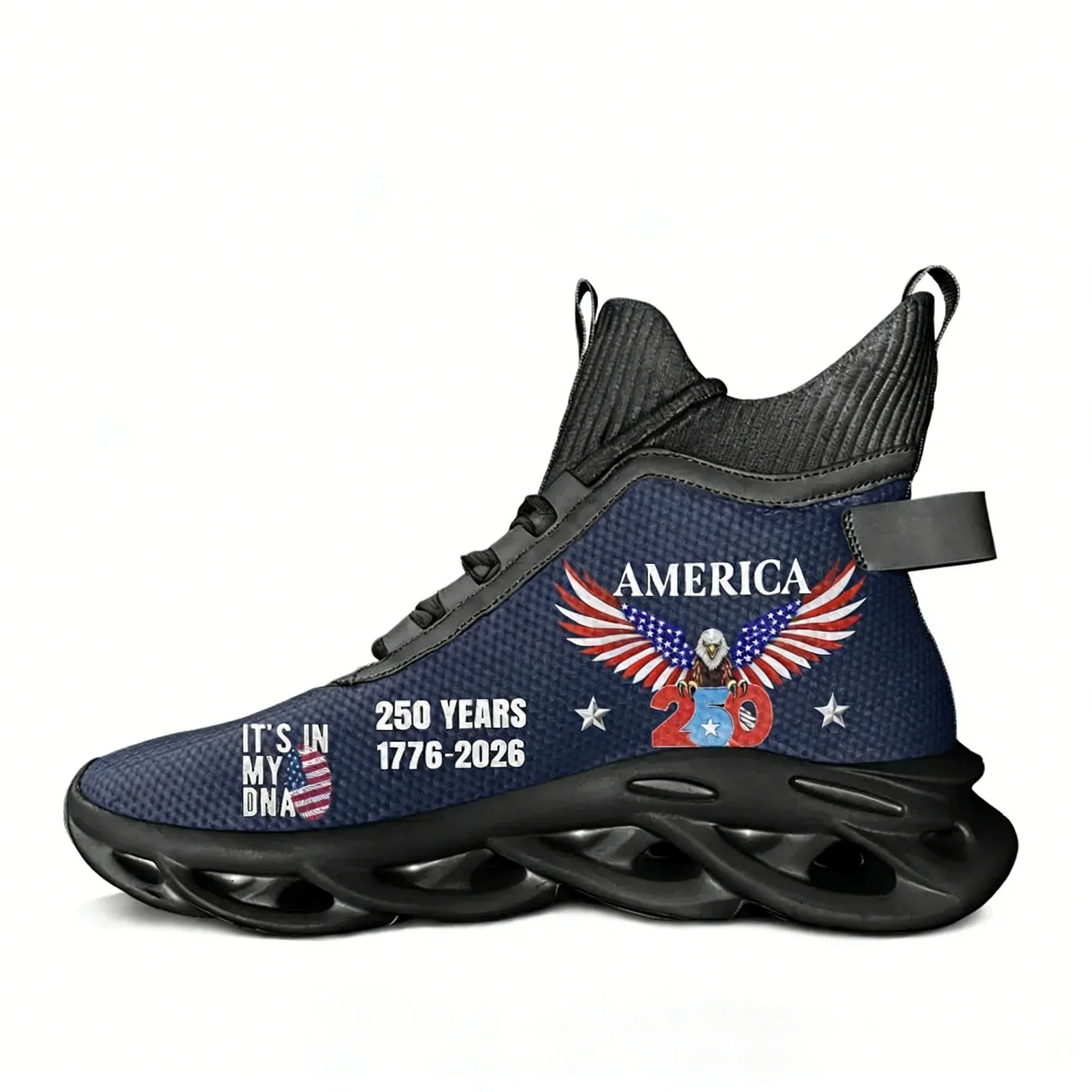 America 250th Anniversary 1776-2026 High Top Running Shoes Mens Womens Casual Sneaker Footwear Custom Elastic Sole Shoe Black