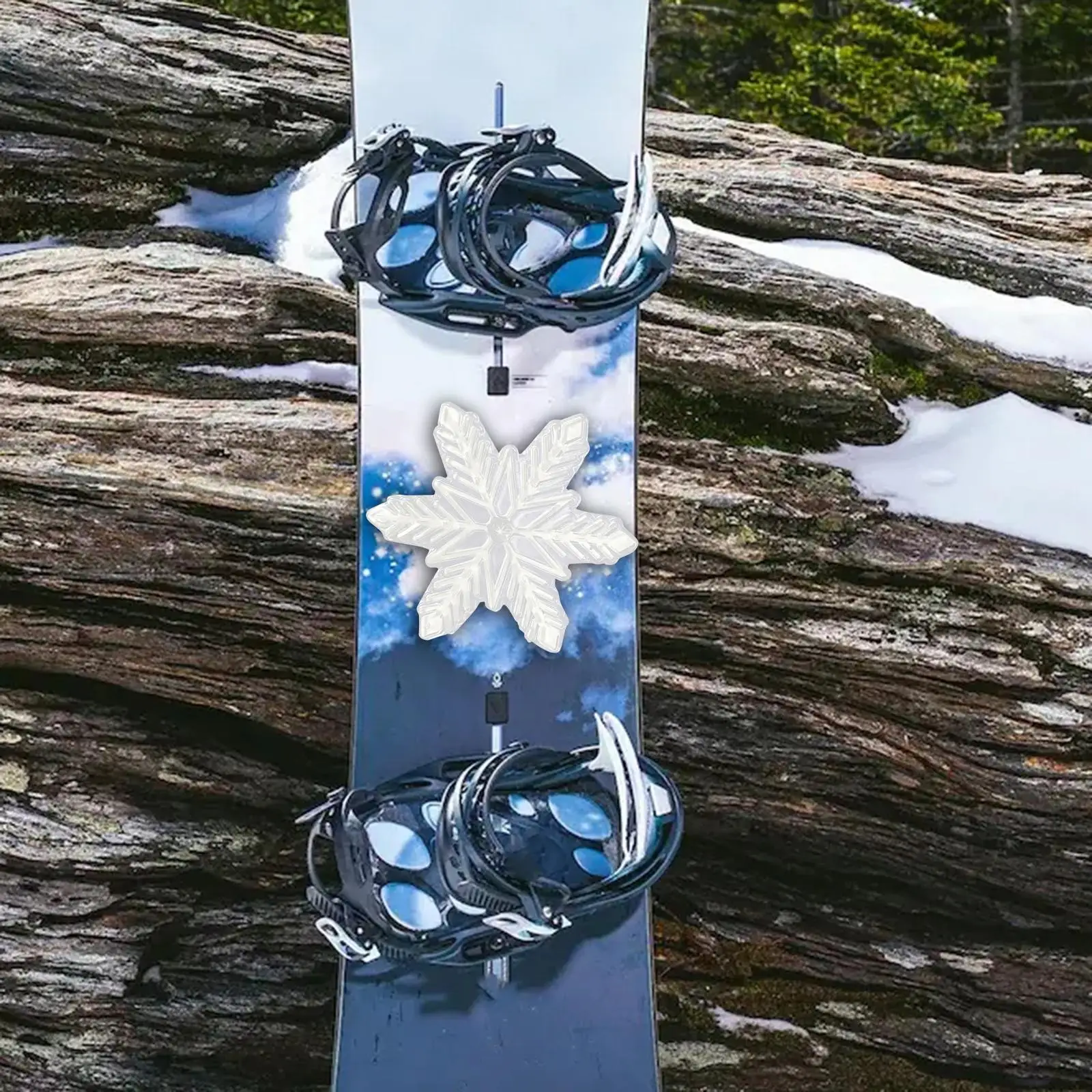 PVC Snowboard Traction Stomp Pad Mat with Raised Ridge Grip Snowflake Shape for Skateboard and Snowboard