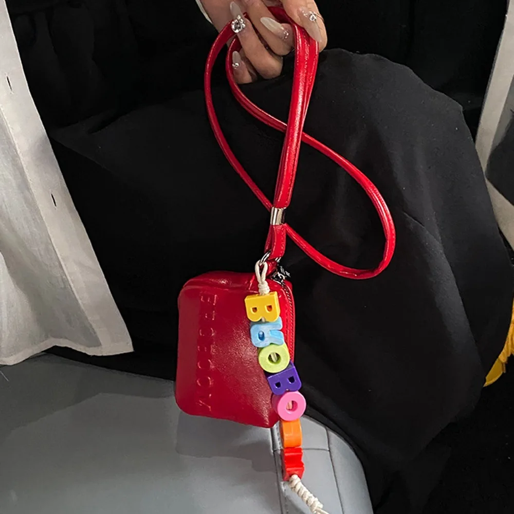 

Многофункциональный маленький квадратный кошелек из искусственной кожи на одно плечо, сумки для наушников через плечо, прочная однотонная сумка для хранения помады